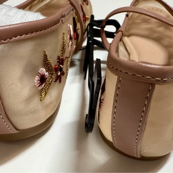 Time and Tru Women's Embroidered Flats - Beige and Burgundy - Picture 5 of 6